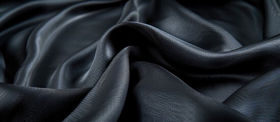 Aufkleber - Detailed close up of elegantly textured black silk with copy space image