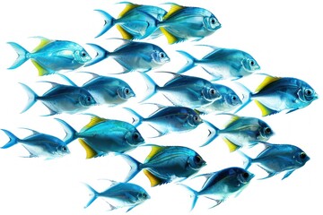 Wall Mural - Vibrant school of blue fish