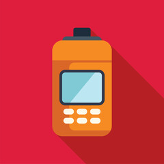 Poster - Orange point of sale terminal accepting a contactless payment with a bright red background