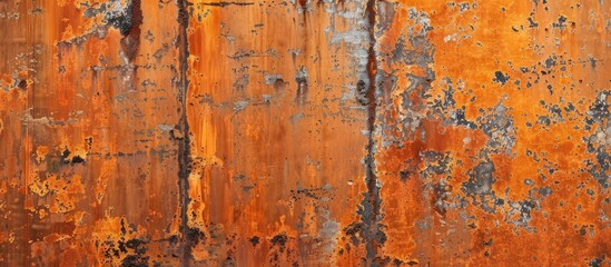 Leinwandbilder - An aged orange galvanized sheet featuring rust rough texture decay and a lovely pattern perfect for adding text or images with its empty copy space