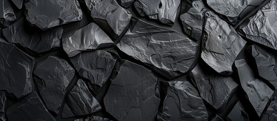 Poster - Abstract black background with stone elements perfect for adding text or graphics with copy space image