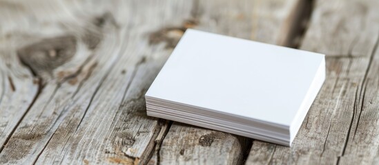 Leinwandbilder - Close up shot of a white business card on a wooden surface with ample copy space suitable for various business purposes