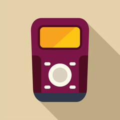 Poster - Purple and yellow music player displaying audio track on screen and featuring central button