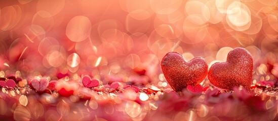 Poster - Background adorned with hearts perfect for a romantic copy space image