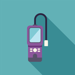 Poster - gas detector device measuring methane level with long shadow on a blue background