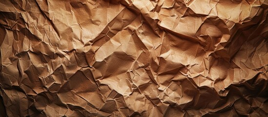 Poster - Detailed closeup texture of brown wrinkled paper with copy space image