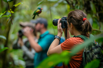 Canvas Print - Hiking Adventure with Friends in Cloud Forest