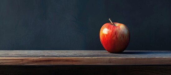 Poster - An apple placed on a table with ample copy space image provides a simple yet visually appealing setting