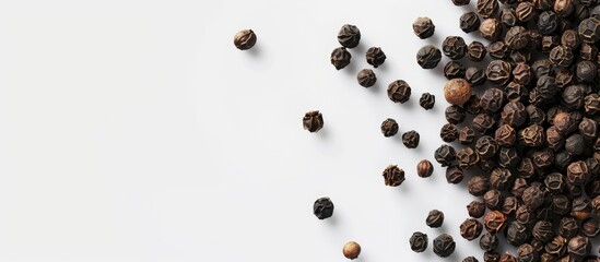 Poster - A black pepper with copy space image against a white backdrop