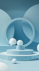 Poster - A blue and white background with a blue and white circle in the middle