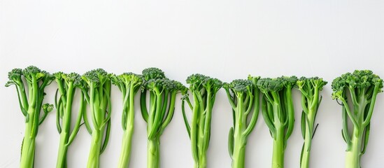 Sticker - Broccolini arranged on white background for copy space image