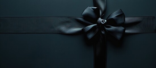 Aufkleber - Black ribbon and bow on black backdrop with copy space image representing shopping themes like Black Friday Cyber Monday sales retail and shipping
