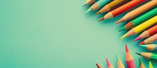 Aufkleber - Colorful text and drawings by colored pencil on a pastel green background create a back to school theme with an empty area for text a copy space image