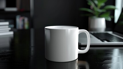 white mug on black work desk