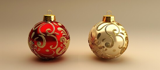 Poster - Decorative ornaments for the Christmas tree with an empty area for inserting an image. Creative banner. Copyspace image
