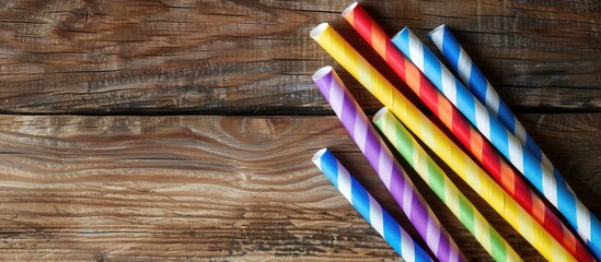 Aufkleber - Colorful paper straws that are environmentally friendly with ample copy space image are available