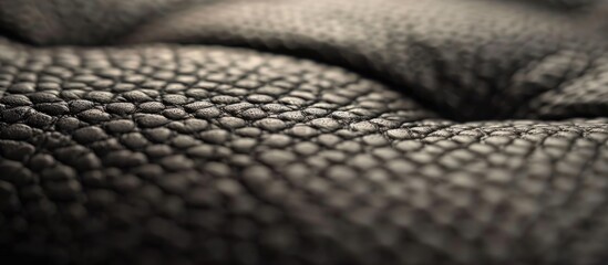 Aufkleber - Close up image of a textured black leather surface with blurred background Selective focus on the leather Includes copy space image