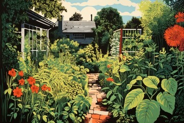 Canvas Print - Garden backyard architecture outdoors.