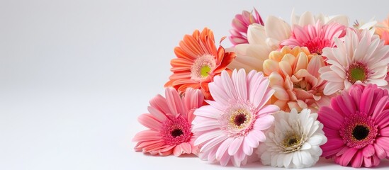 Poster - Bridal flowers against a clean white background perfect for adding text in a copy space image