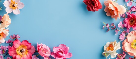 Aufkleber - Colorful summer flowers pattern on colored paper background with copy space image