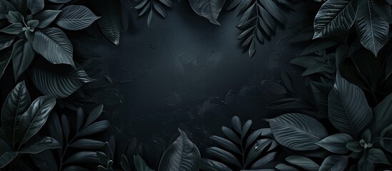 Poster - A dark backdrop with glossy foliage surrounding a copy space image