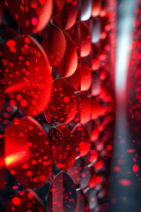 Poster - Modern representation of metallic geometric patterns with a seamless gradient blend of red and silver,