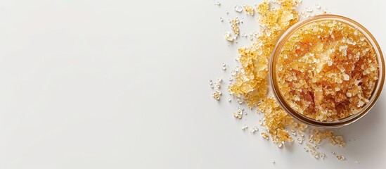 Aufkleber - Top view of a body scrub on a white backdrop offers ample copy space image