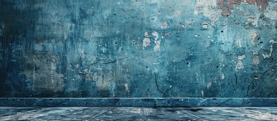 Aufkleber - Background of an aged blue concrete wall with visible texture including a blank area suitable for a copy space image