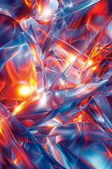 Poster - sleek representation of geometric metallic shapes with vibrant gradient colors blending shades of bl
