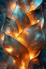 Poster - Elegant abstract design of metallic patterns with a smooth gradient transition from gold to teal,