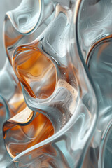Poster - Clean depiction of metallic patterns with a vibrant gradient blend from silver to copper,