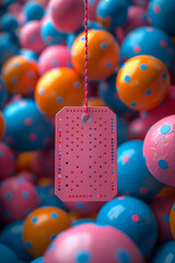 Poster - Abstract 3D design of a sale with vibrant, animated price tags and colorful geometric elements,