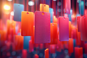 Poster - abstract 3d visualization of a sale with vibrant gradients and animated geometric shapes featuring f