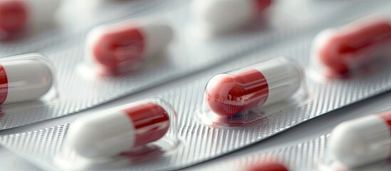Aufkleber - Blister pack of white red capsules and foil pills with copy space image