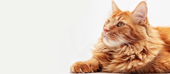 Poster - Adorable red cat in a clean white backdrop with copy space image