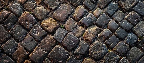 Aufkleber - Background texture of cobblestone road with copy space image