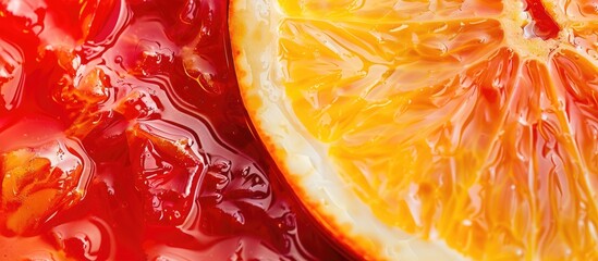 Poster - Close up photo of a slice of orange blood with copy space image