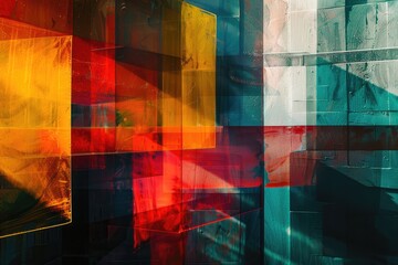 Poster - Layers of translucent color creating a sense of depth, AI generated