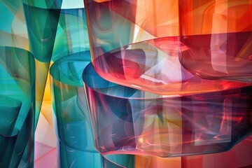 Poster - Layers of translucent color creating a sense of depth, AI generated