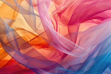 Poster - Brightly colored fabric featuring a rainbow design, great for adding a cheerful touch to any project, Layers of translucent color creating a sense of depth, AI generated