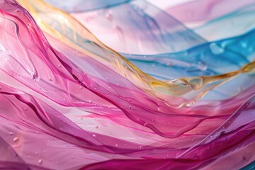 Poster - Brightly colored fabric featuring a rainbow design, great for adding a cheerful touch to any project, Layers of translucent color creating a sense of depth, AI generated