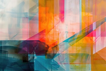 Poster - Layers of translucent color creating a sense of depth, AI generated