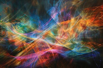 Poster - Luminous patterns of light stretching across the canvas, AI generated