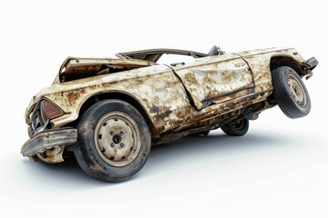 Wall Mural - Rusty wrecked vintage car image