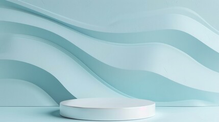 Poster - A white pedestal with a blue wall behind it