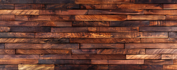 Wall Mural - Rich brown wooden floors arranged horizontally, offering a sophisticated backdrop for website or wallpaper designs, leaving ample space for text or graphic additions.