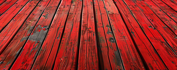 Wall Mural - Vibrant red wooden floors used horizontally, creating a bold and eye-catching backdrop for website or wallpaper designs with room for text or graphic additions.