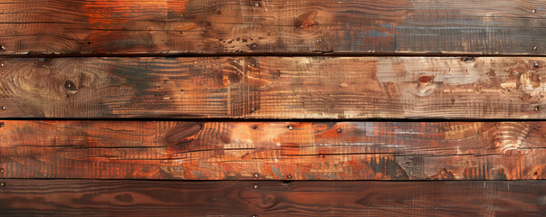 Wall Mural - Rustic copper wooden floors used horizontally, creating a warm and inviting backdrop for website or wallpaper designs with room for creative text or graphics.