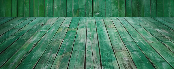 Wall Mural - Fresh green wooden floors set horizontally, offering a lively and vibrant backdrop for enhancing web or wallpaper designs with plenty of space for text or graphic additions.