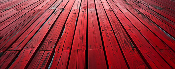 Wall Mural - Vibrant red wooden floors used horizontally, creating a bold and eye-catching backdrop for website or wallpaper designs with room for text or graphic additions.